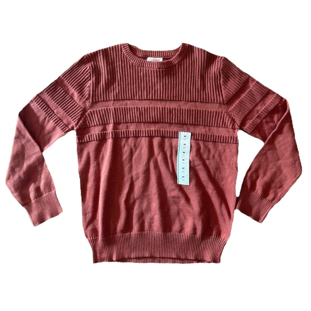 Cat & Jack Boys M (8) Crewneck Sweater Rust Orange 100% Cotton Ribbed‎ NWT